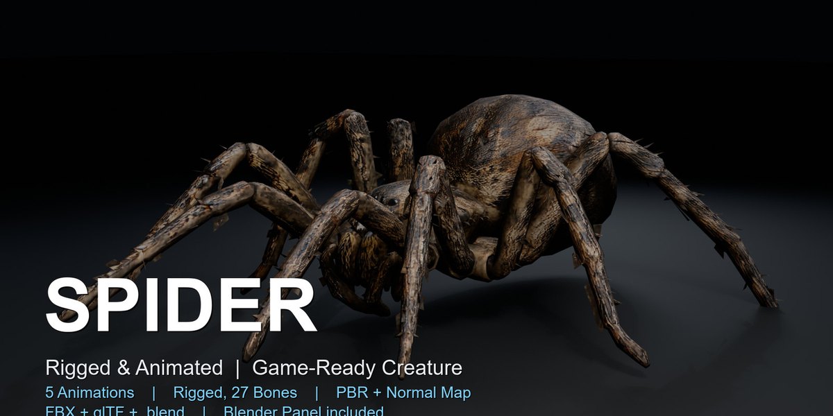 Spider: creatura rigged e animata per Blender